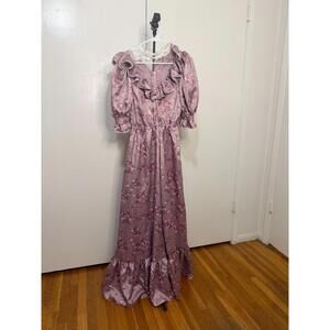 Handmade Mauve Floral Prairie Maxi Dress – Women’s Size 18